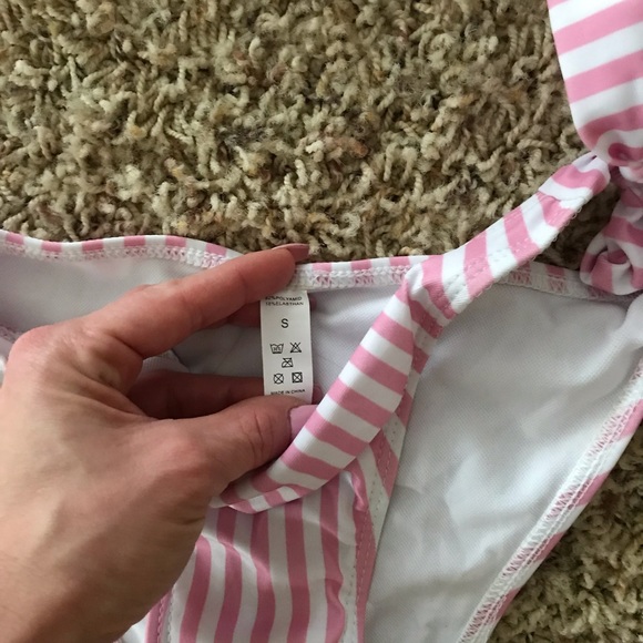 NWOT pink and white stripe bikini - Picture 3 of 5